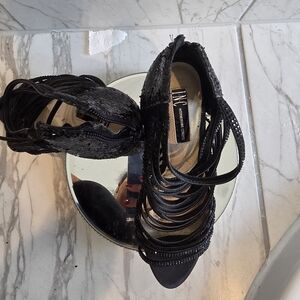 INC International Concepts Black Strappy Heels